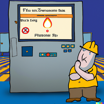 cartoon: furnace console displaying error messages